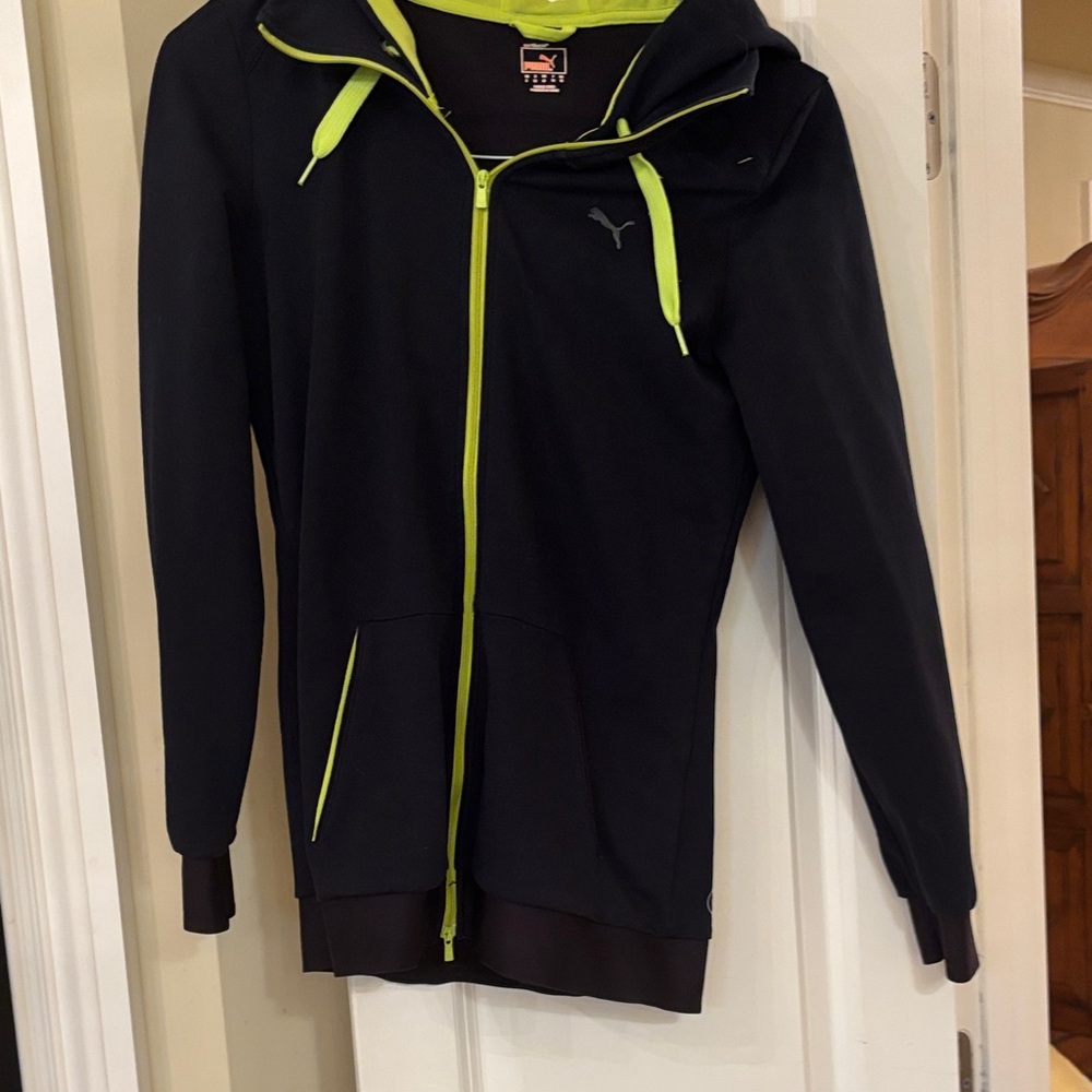 Puma Black and Neon Yellow Hoodie